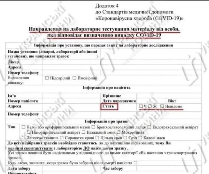 Гендер: у МОЗ в бланк по COVID-19 запровадили “третю стать”_1