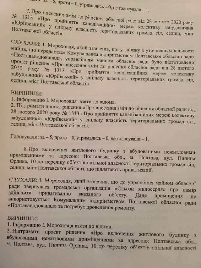 Протокол засідання постійної комісії