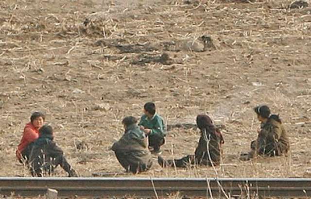 Голодні корейські селяни на одному з полів у КНДР (наші дні)