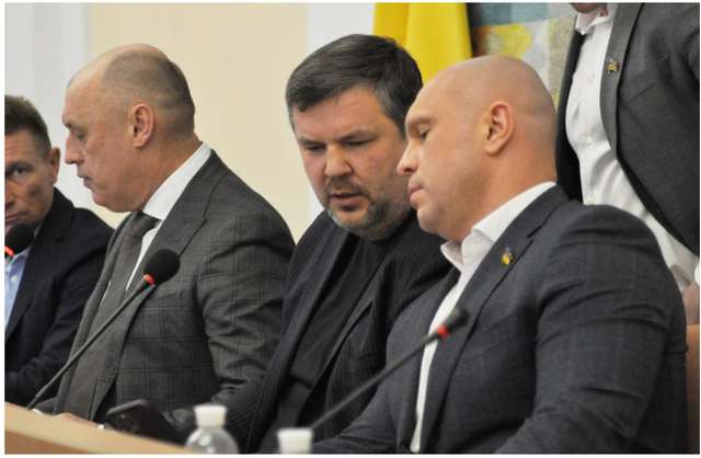 Олександр Мамай, Андрій Карпов та Ілля Кива на засіданні міськради
