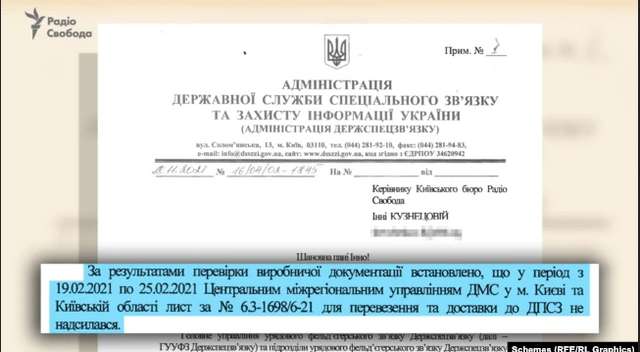 У Державній службі спеціального зв'язку зазначили, що лист із відповідними реквізитами у період з 19 до 25 лютого з міграційної до прикордонної служби не надсилався: ні фельд’єгерським, ні спецзв’язком