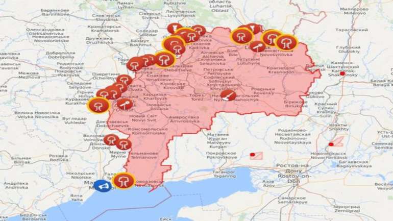 Карта загострення обстрілів на Донбасі 17 лютого