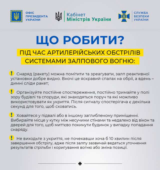 Служба безпеки України оприлюднила детальну інструкцію, що роботи у разі обстрілів_1