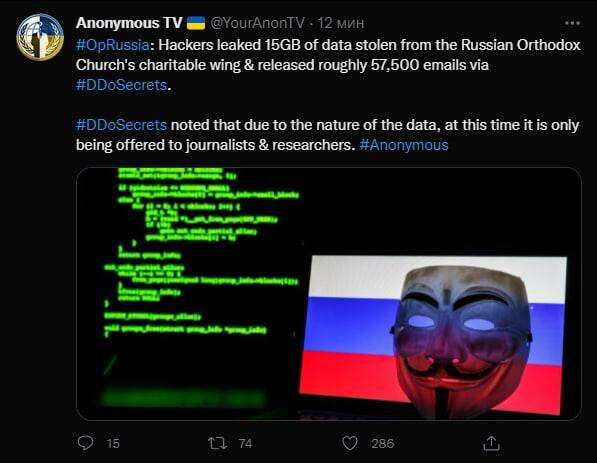 Anonymous «злили» 15 ГБ даних РПЦ (ФСБ) московії_1
