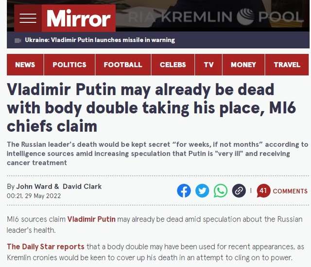володимир путін може бути вже мертвий, - Mirror_1