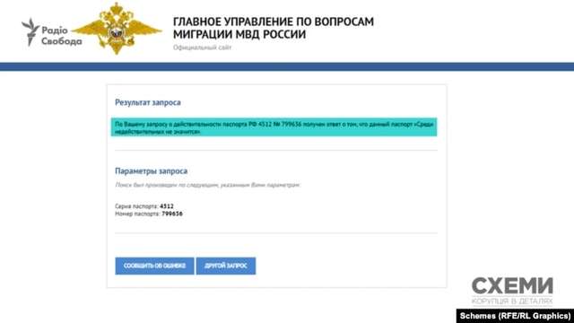  На момент виходу розслідування, російський паспорт Богдана Львова серед недійсних не значиться 