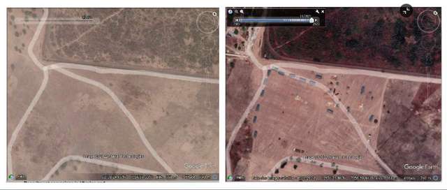 Супутникові знімки будівництва військового табору неподалік аеропорту Бамако. Зліва – березень 2021 року, праворуч – листопад 2021 року