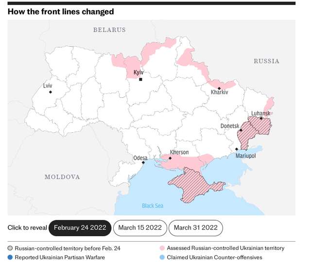 Стан фронту наприкінці Лютого 2022 року