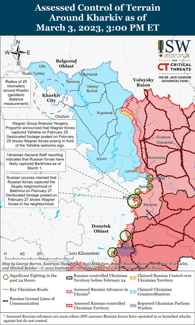Українські війська можуть намагатися перешкодити руху рф на сході Бахмуту, - ISW_1
