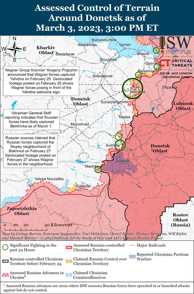 Українські війська можуть намагатися перешкодити руху рф на сході Бахмуту, - ISW_3