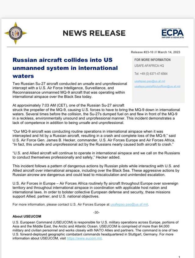 Російські літаки збили американський дрон над Чорним морем_1