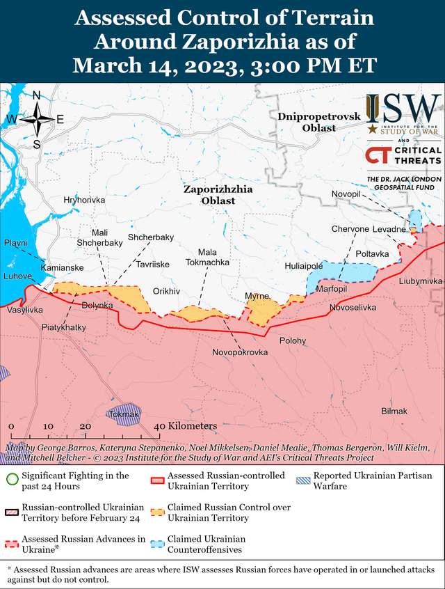 Окупанти наступають у Бахмуті та будують укріплення на кордоні з Україною: карти боїв ISW_8