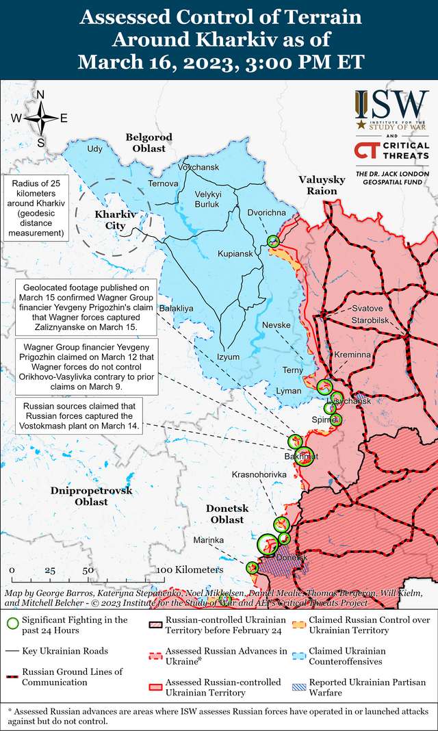 російський наступ на Бахмут досягає кульмінації: карти боїв від ISW_1