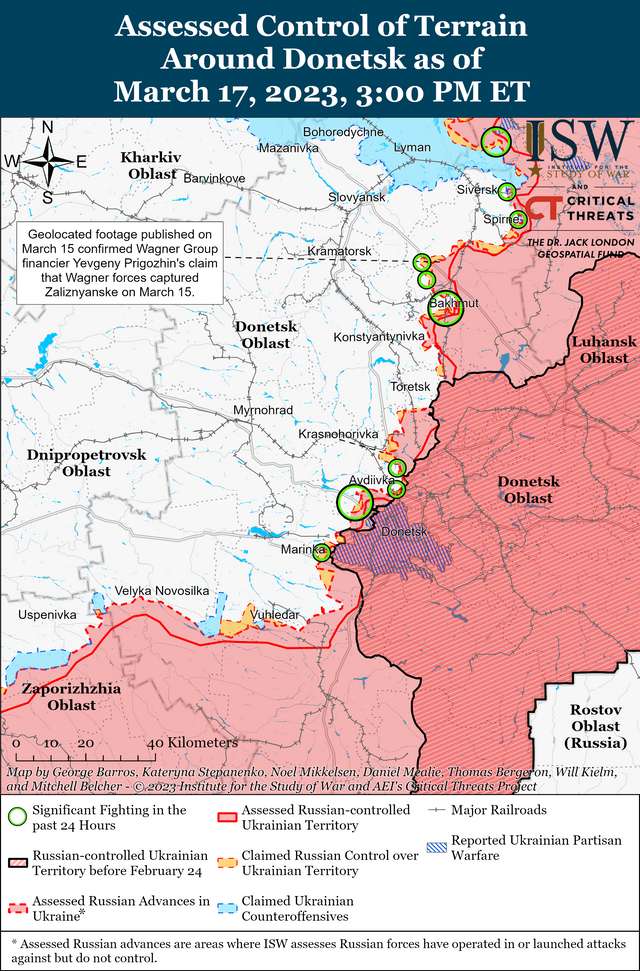 ЗСУ наступали південніше Запоріжжя, а окупанти хочуть відрізати Бахмут: карти боїв ISW_5
