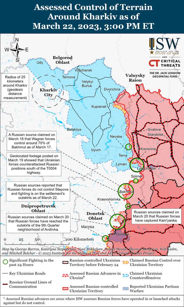 ЗСУ контратакували окупантів у Бахмуті та західніше міста: карти боїв ISW_3