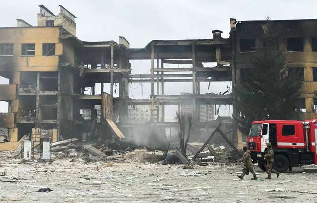 Зруйноване росіянами середмістя Охтирки (березень 2022 року)