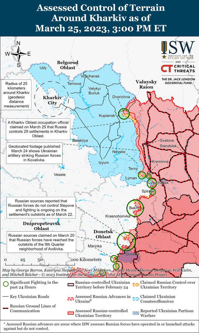 ЗСУ відбили частину траси Е40 північніше Бахмуту: карти боїв ISW_3