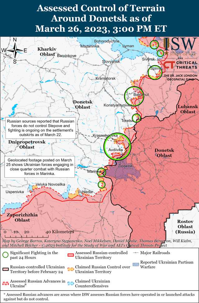 Окупанти продовжували атакувати Бахмут і досягли незначних успіхів у межах міста, - ISW_5