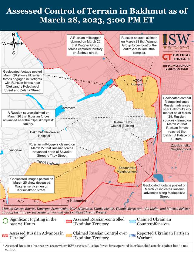 Окупанти можуть перегруповуватись в районі Бахмуту: карти боїв ISW_4
