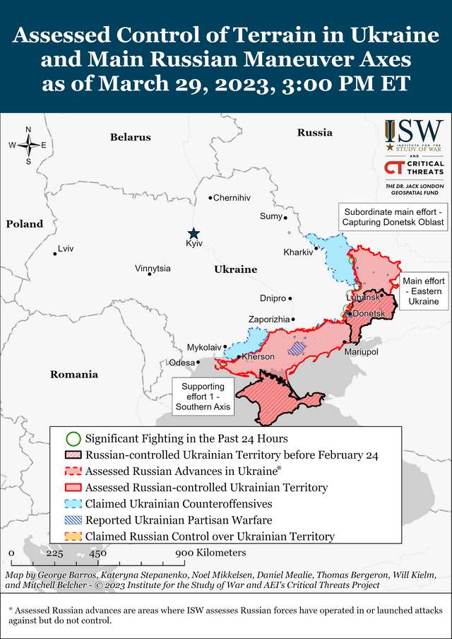 Війська рф наступають у Бахмуті, ЗСУ б'ють по позиціях окупантів в їх тилу: карти боїв ISW_1