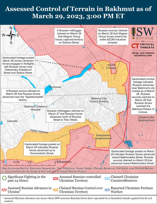 Війська рф наступають у Бахмуті, ЗСУ б'ють по позиціях окупантів в їх тилу: карти боїв ISW_6