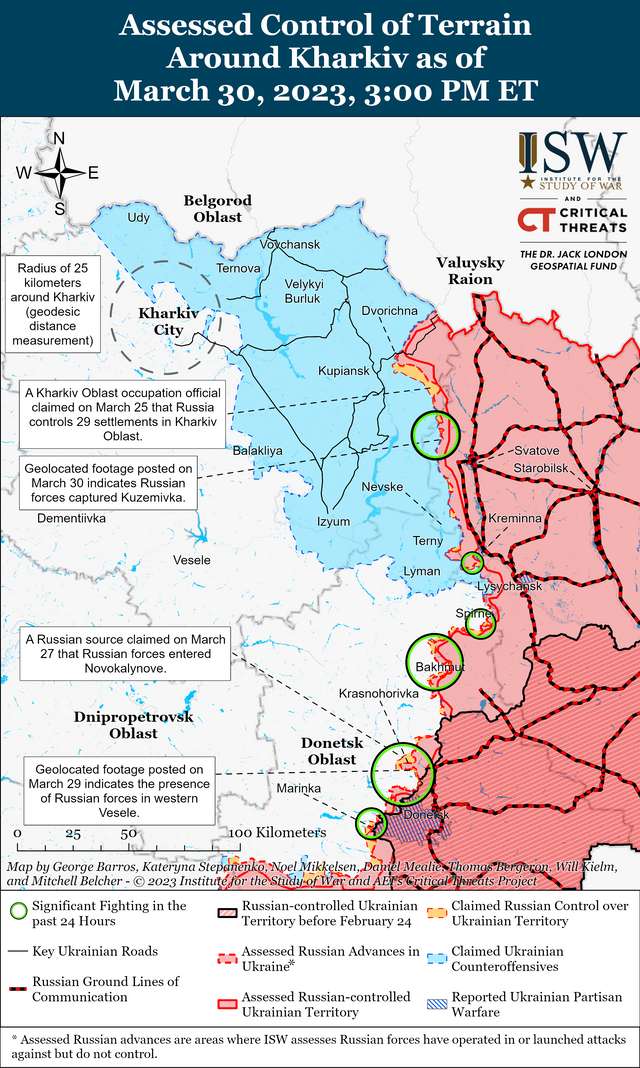 Темпи наступу військ рф знижуються, ЗСУ запобігли оточенню Бахмута: карти боїв ISW_4