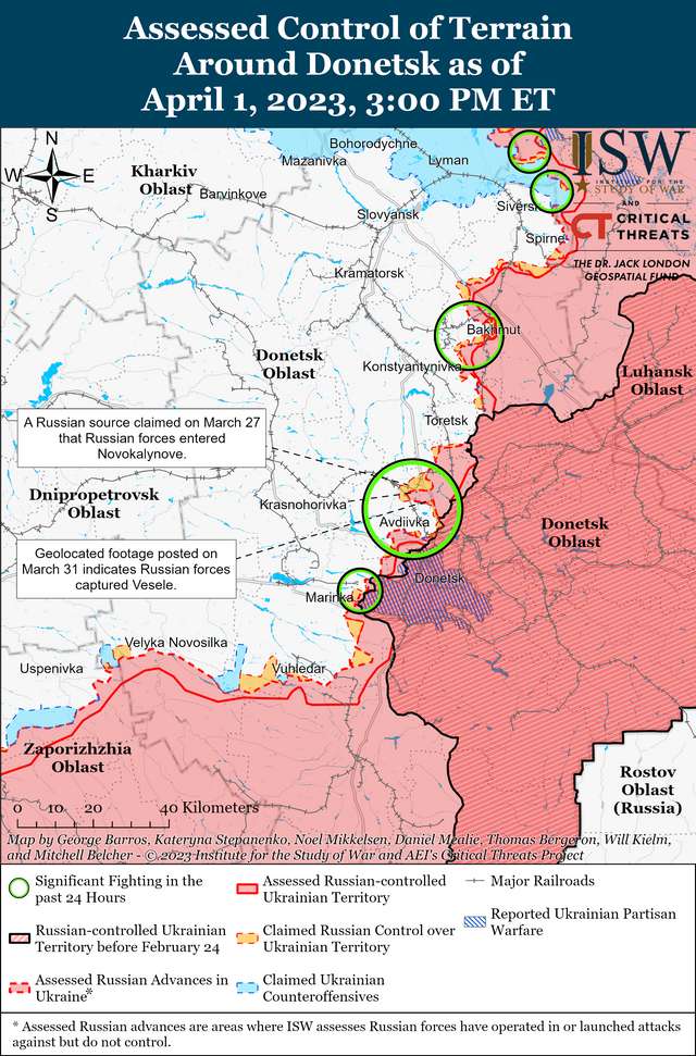 Темпи російських штурмів у районі Бахмута суттєво знизилися: карти боїв ISW_6