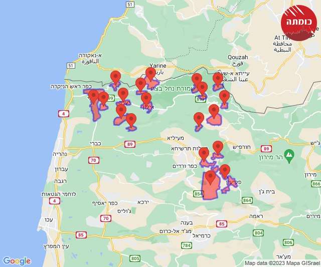 Ізраїльські населені пункти під ударом ліванських терористів (6.IV.2023)