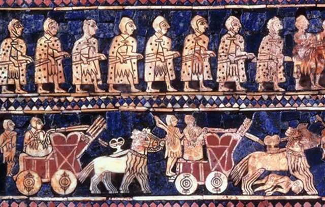 Шумерські воїни (мозаїка з міста Ур, III тисячоліття до Різдва Христового)