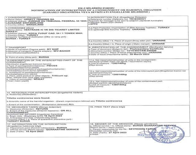 Це турецька експертиза, що виявила грибок.