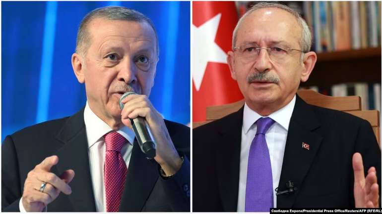 Лідери виборчих перегонів у Туреччині – чинний президент Реджеп Ердоган (ліворуч) і опозиційний кандидат Кемаль Киличдароглу