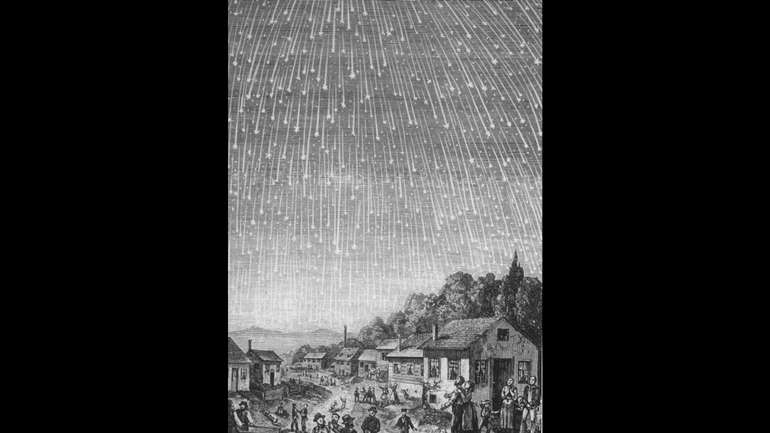 Зображення метеорного потоку 1833-го в книзі адвентистів Сьомого Дня "Біблійне читання для сімейного кола».