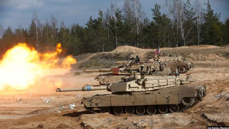 Танк M1A1 Abrams під час навчань НАТО у Латвії, 26 березня 2021