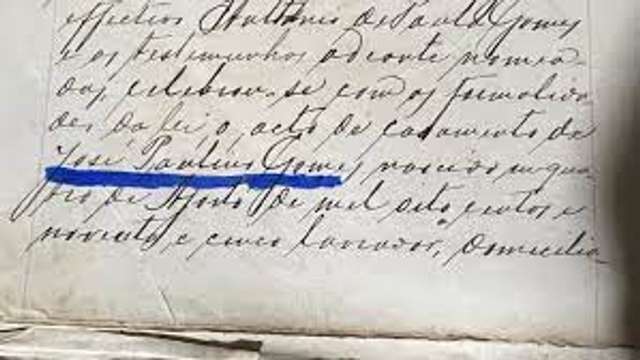 Запис про шлюб 22-річного Жузе Пауліну Ґомеша