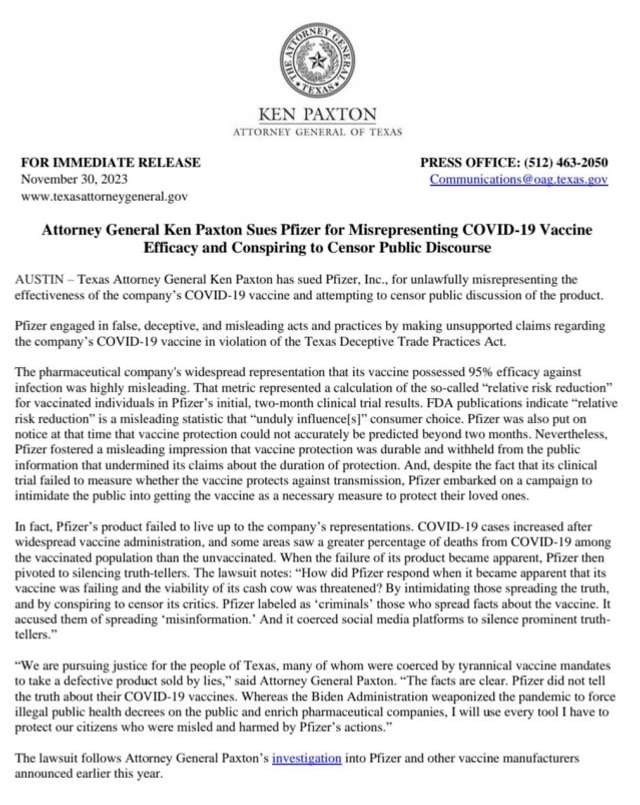 Прокурор Техасу подав до суду на Pfizer за брехню про вакцину_2