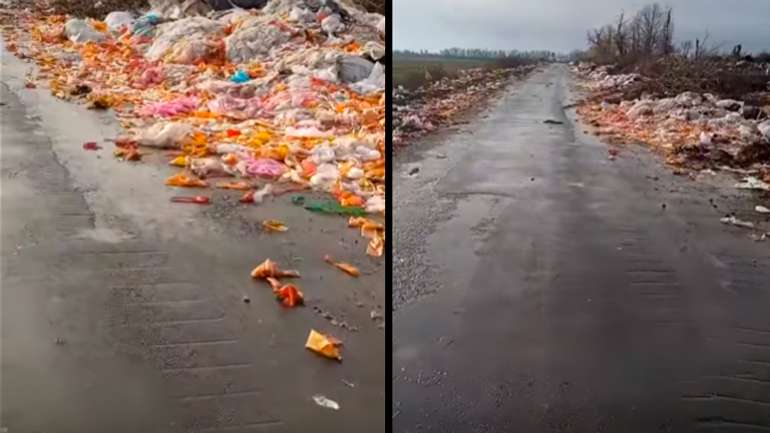 На Полтавщині комунальники викидають сміття прямо на дорогу