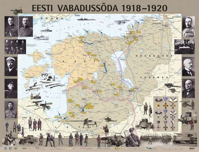 Мапа бойових дій під час Естонської визвольної війни