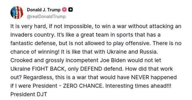 Трамп розкритикував Байдена та заявив, що Україні не дозволяють перемагати_1