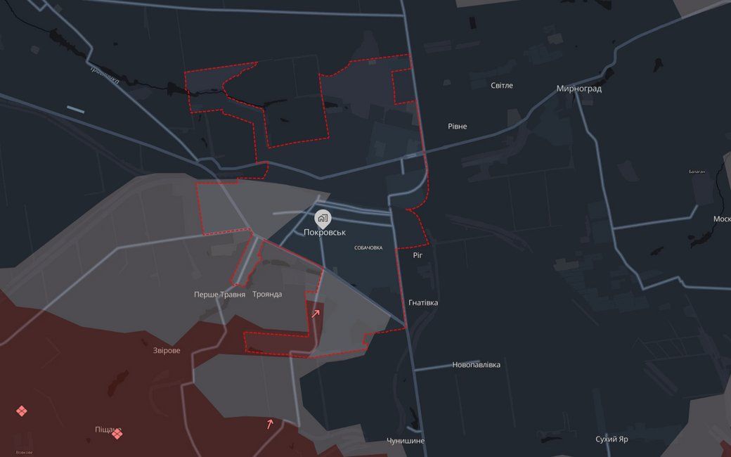 Покровськ, Донецька область. Орієнтовна лінія фронту станом на 25 жовтня.