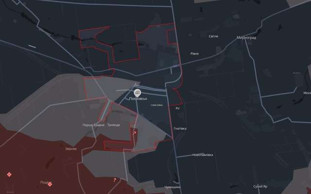 Покровськ, Донецька область. Орієнтовна лінія фронту станом на 25 жовтня.