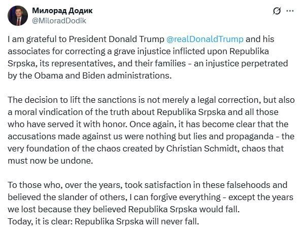 Вашингтон скасував санкції проти Додіка_1