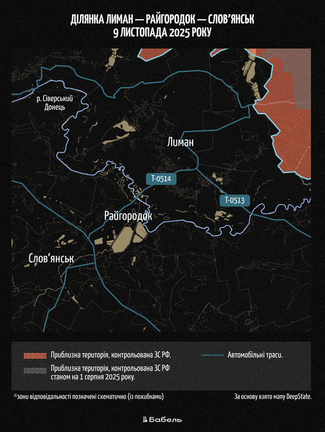 Ділянка Лиман — Райгородок — Слов’янськ, 9 листопада 2025 року.