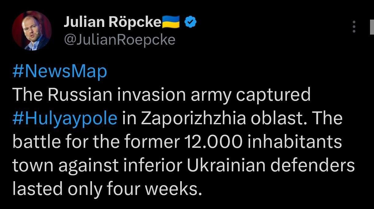 «Бої тривали чотири тижні»: В Bild стверджують, що російські війська окупували Гуляйполе_1