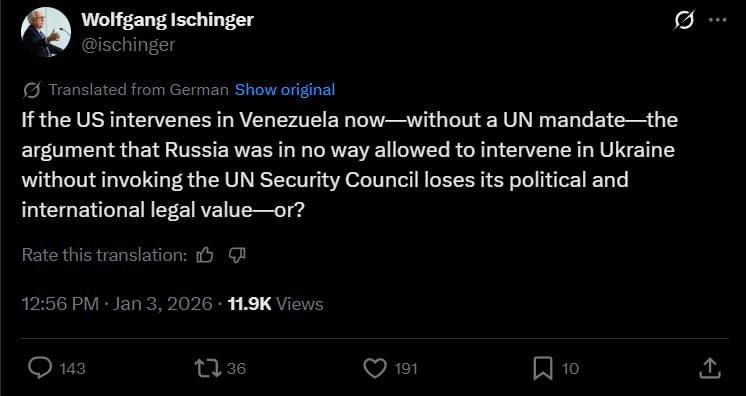 Удари США по Венесуелі підривають аргумент щодо незаконності вторгнення росії в Україну_1