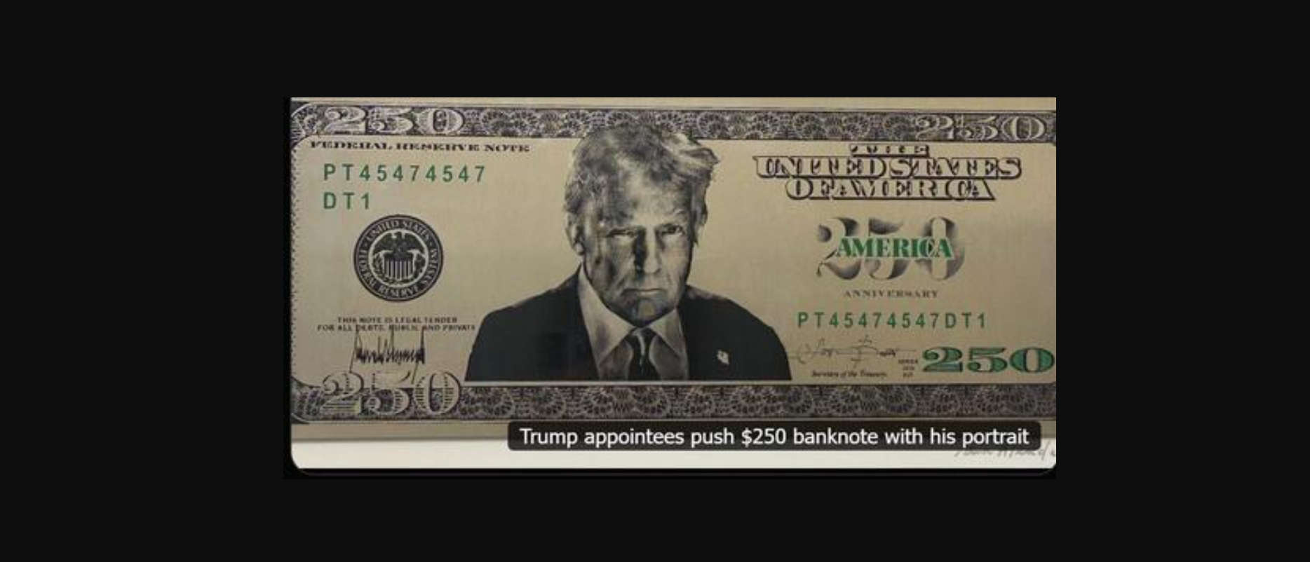 В обіг можуть ввести банкноту номіналом $250 із зображенням Трампа, – The Washington Post