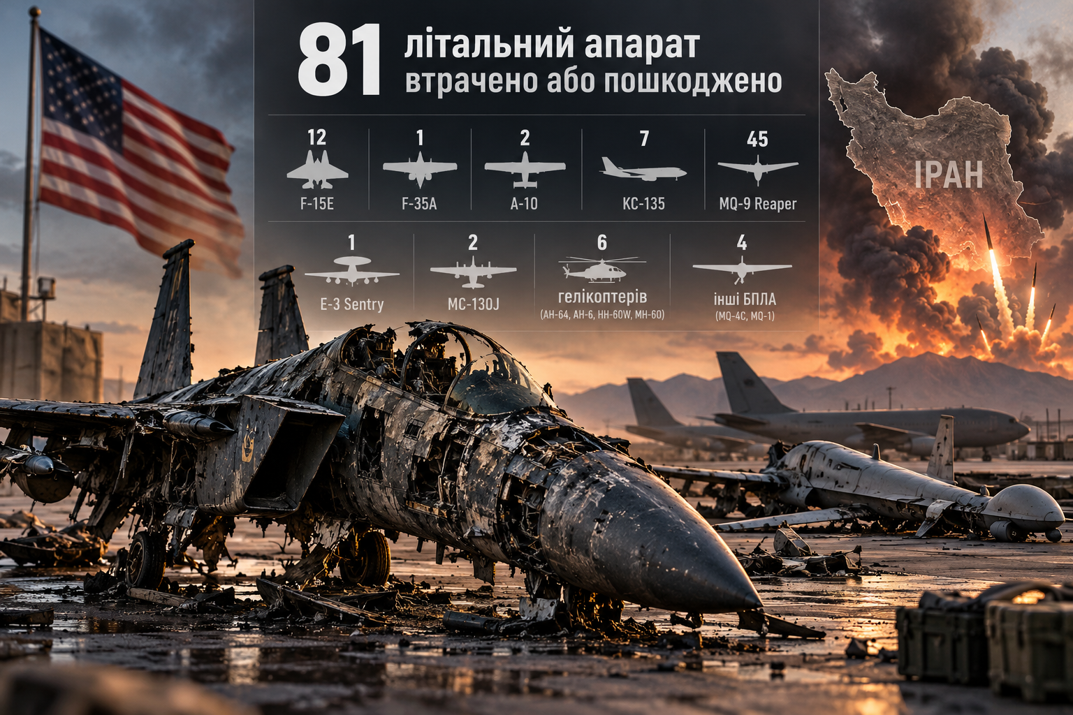 США втратили або пошкодили 81 літальний апарат у війні з Іраном — доповідь Конгресу_1
